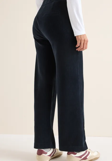 Wide Leg Cordhose dark blue corduroy