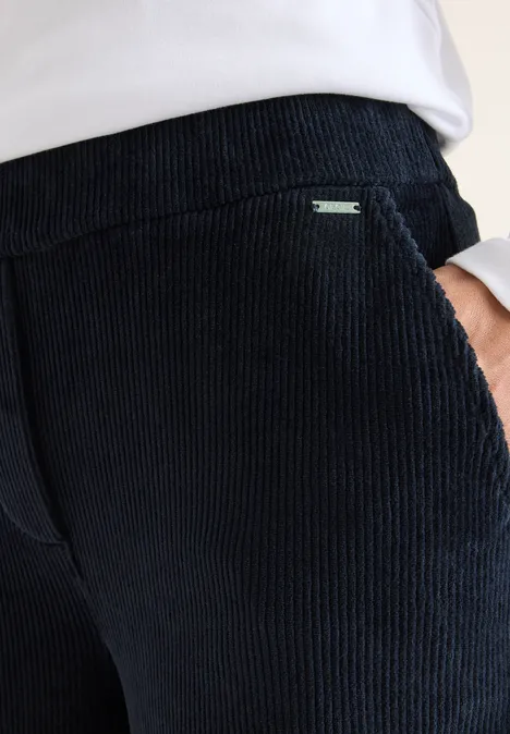 Wide Leg Cordhose dark blue corduroy