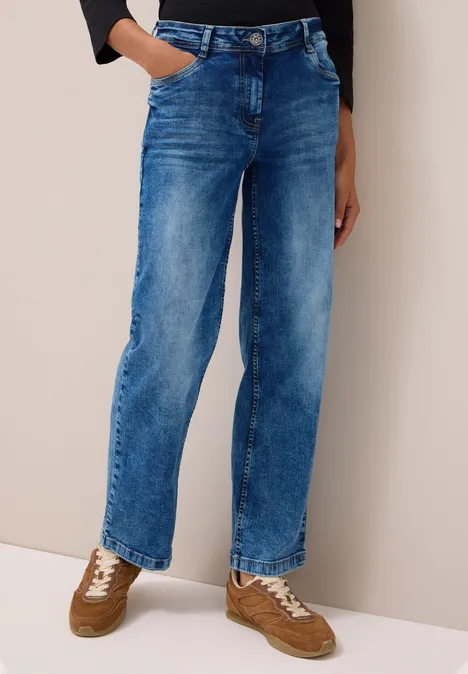 Wide Leg Jeans mid blue used wash