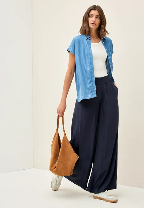 Wide Leg Crepe Hose universal blue