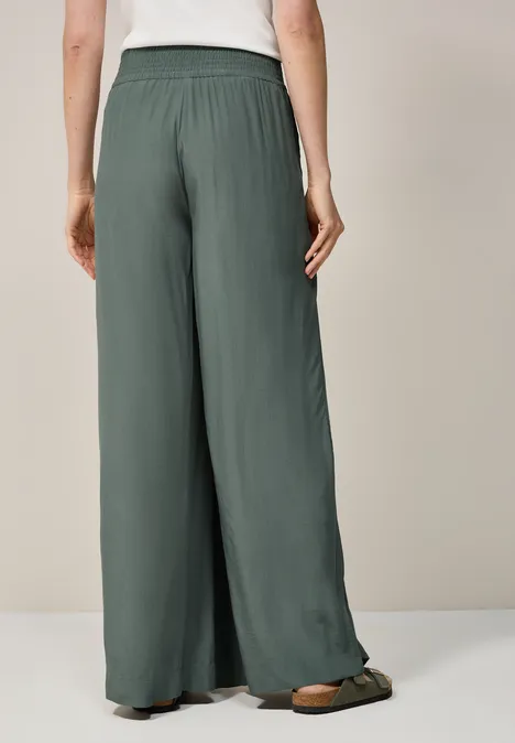 Wide Leg Crepe Hose dark balmy khaki