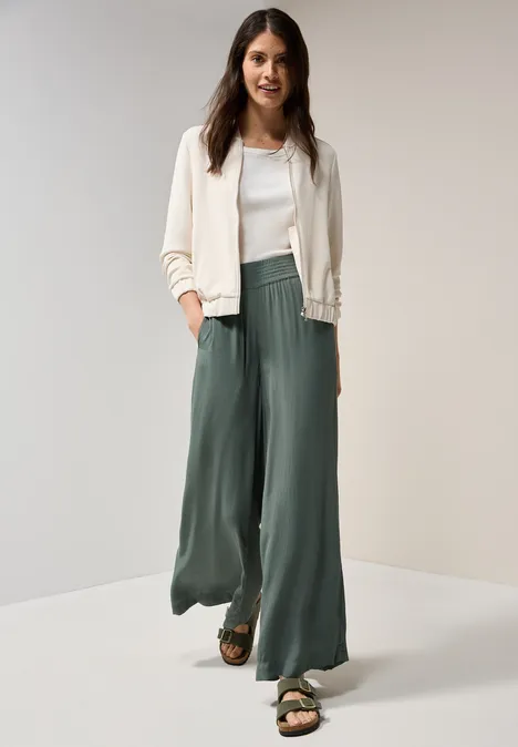 Wide Leg Crepe Hose dark balmy khaki
