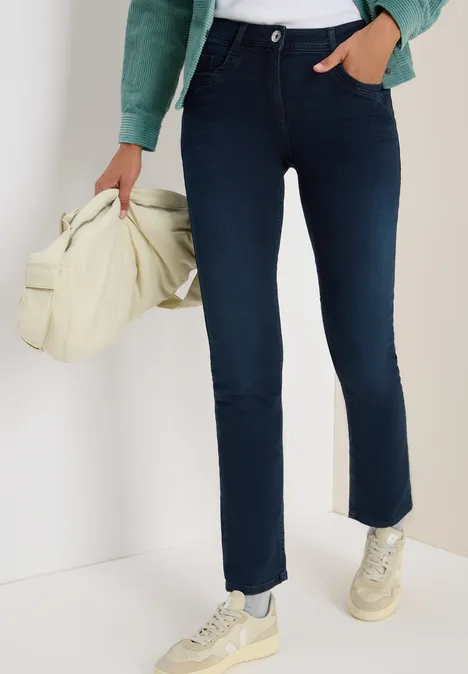 Straight Leg Jeans blue black used wash