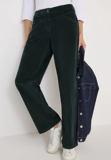 Wide Leg Cordhose dark emerald green