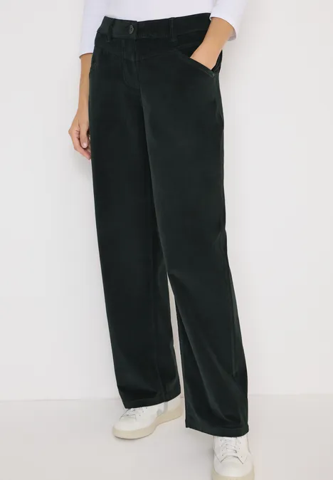 Wide Leg Cordhose dark emerald green