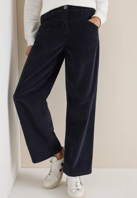 Wide Leg Cordhose dark blue corduroy
