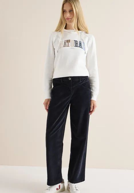 Wide Leg Cordhose dark blue corduroy