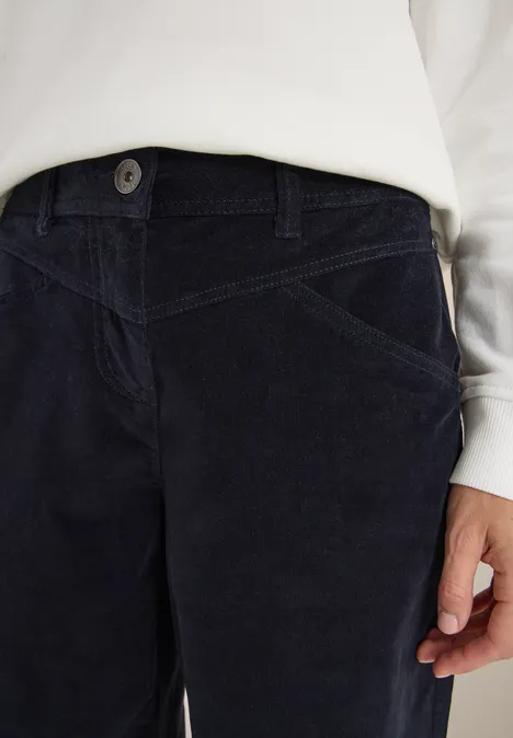 Wide Leg Cordhose dark blue corduroy