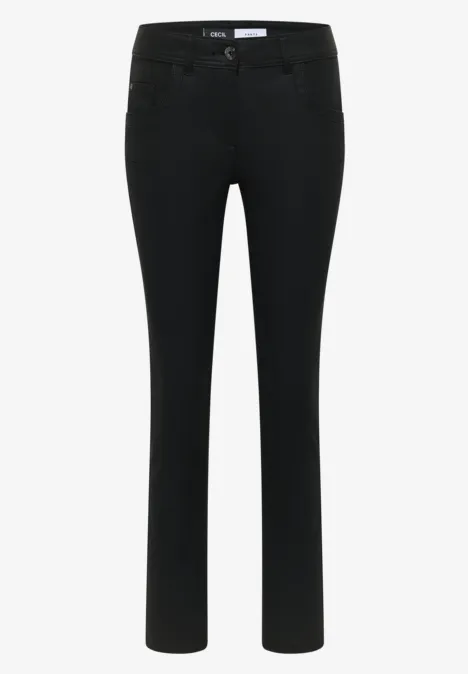 Broek in lederlook Black