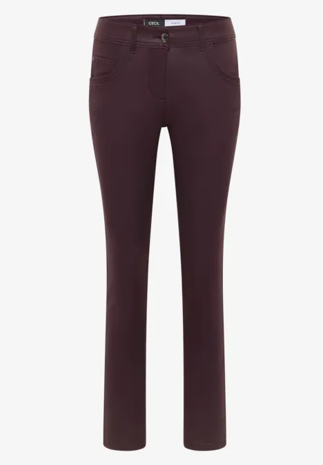 Hose im Leder-Look eggplant red
