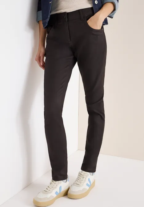 Broek in lederlook tartufo brown