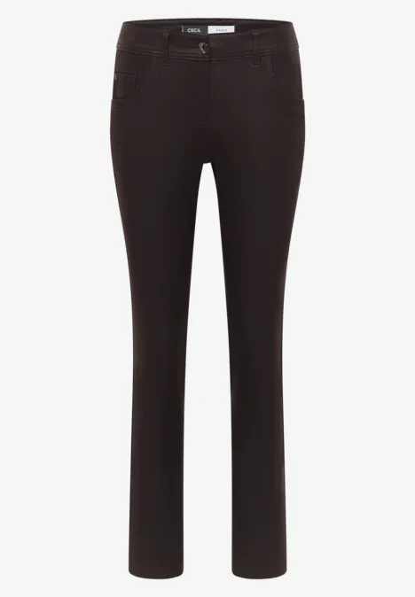Broek in lederlook tartufo brown