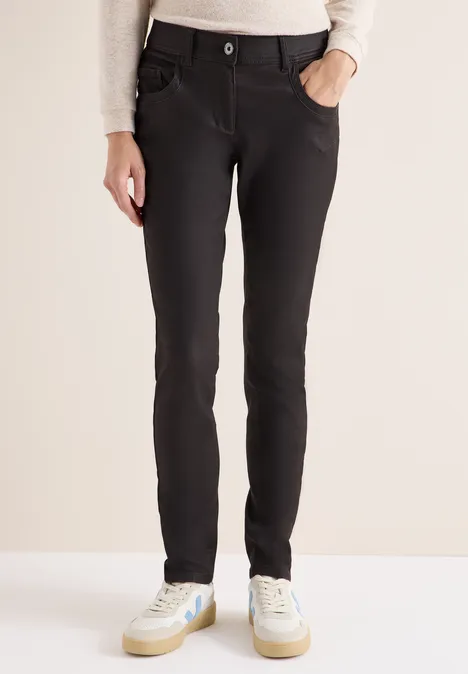 Broek in lederlook tartufo brown