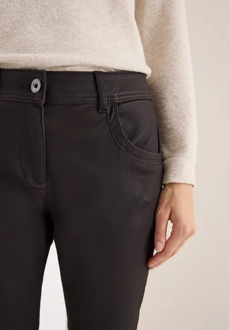 Broek in lederlook tartufo brown