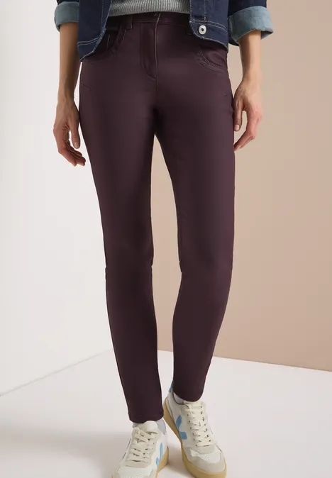 Hose im Leder-Look eggplant red