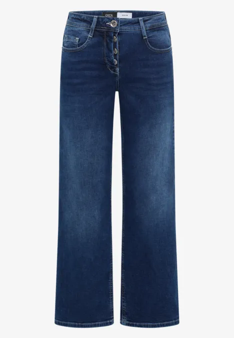 Wide Legs Jeans mid blue used wash