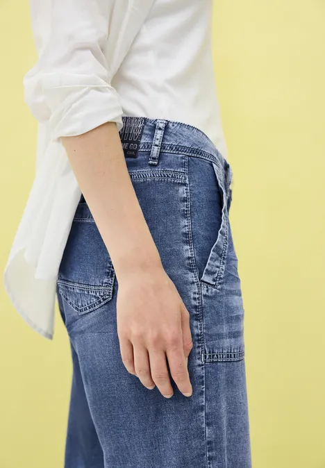 Wide Leg Jeans mid blue used wash