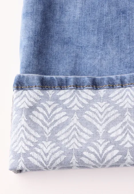 Wide Leg Jeans mit Turn-Up mid blue wash