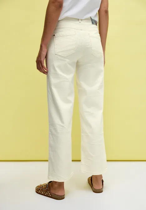 Wide Leg Jeans mit Muster light beige
