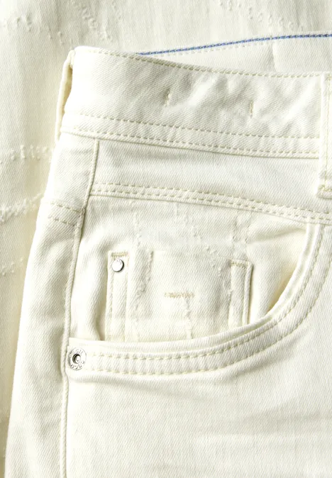 Wide Leg Jeans mit Muster light beige