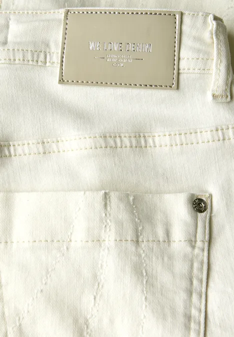 Wide Leg Jeans mit Muster light beige