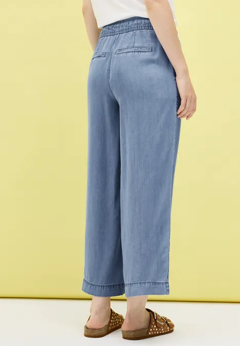 Wide Leg Lyocell-Hose light blue wash
