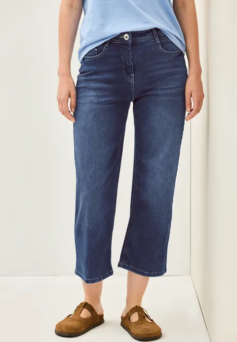 Wide Leg Jeans mid blue used wash