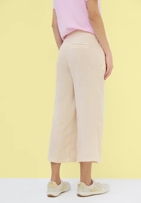 3/4 Wide Leg Musselin Hose pearl beige