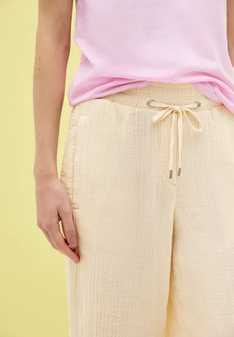 3/4 Wide Leg Musselin Hose pearl beige