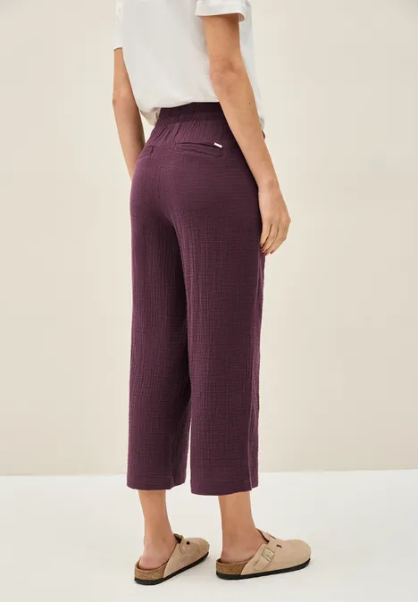 3/4 Wide Leg Musselin Hose mulberry red