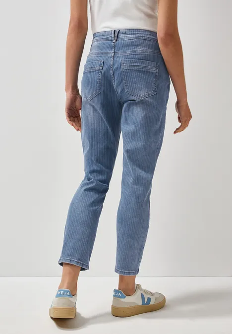 Gestreifte Casual Fit Jeans light blue wash