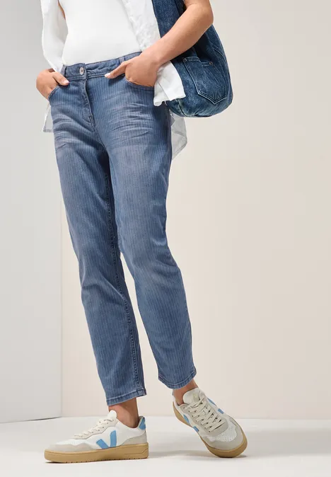 Gestreifte Casual Fit Jeans light blue wash