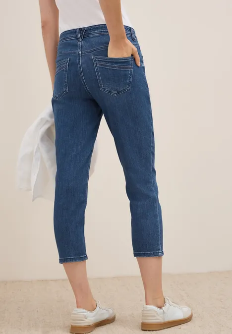 3/4-Jeans im Casual Fit mid blue used wash