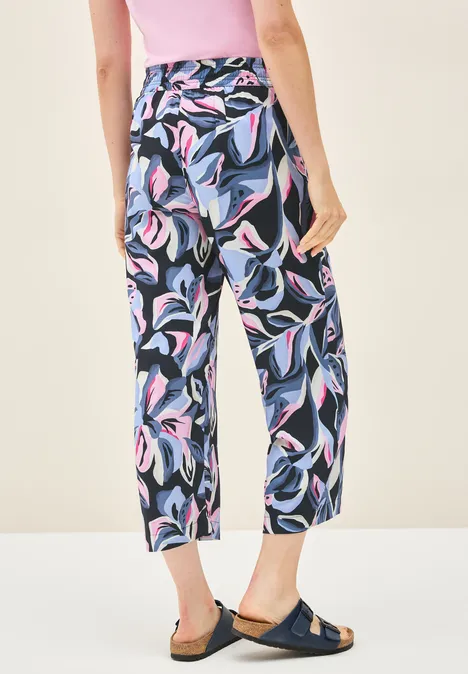 Gemusterte Wide Leg Hose urban dark blue