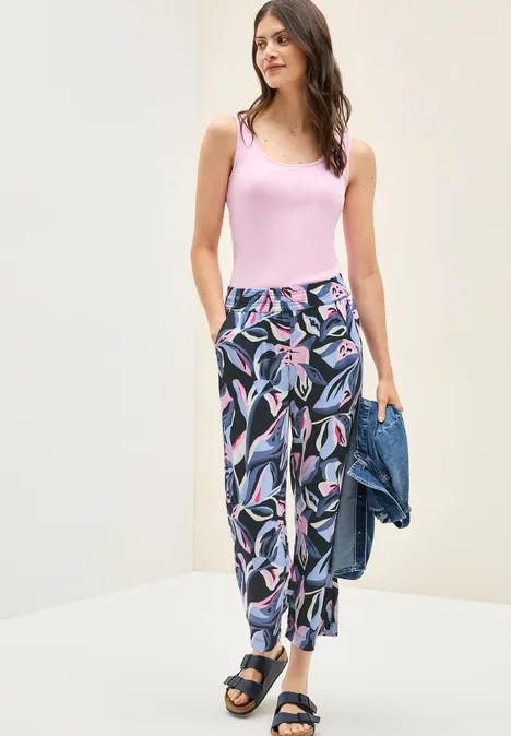 Gemusterte Wide Leg Hose urban dark blue