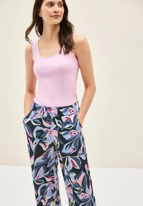 Gemusterte Wide Leg Hose urban dark blue