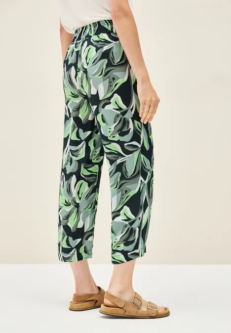 Gemusterte Wide Leg Hose ink green
