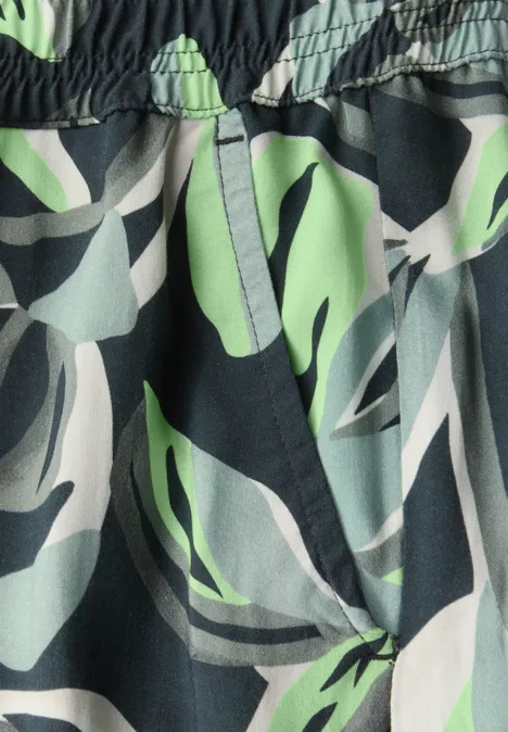 Gemusterte Wide Leg Hose ink green
