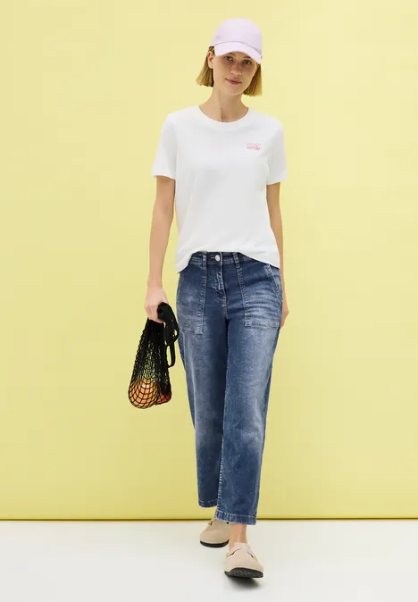 7/8 Jeans mit Patch Pockets mid blue wash