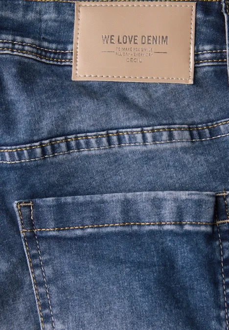 7/8 Jeans mit Patch Pockets mid blue wash