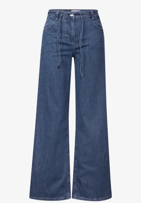 Flared Wide Leg Jeans mid blue wash