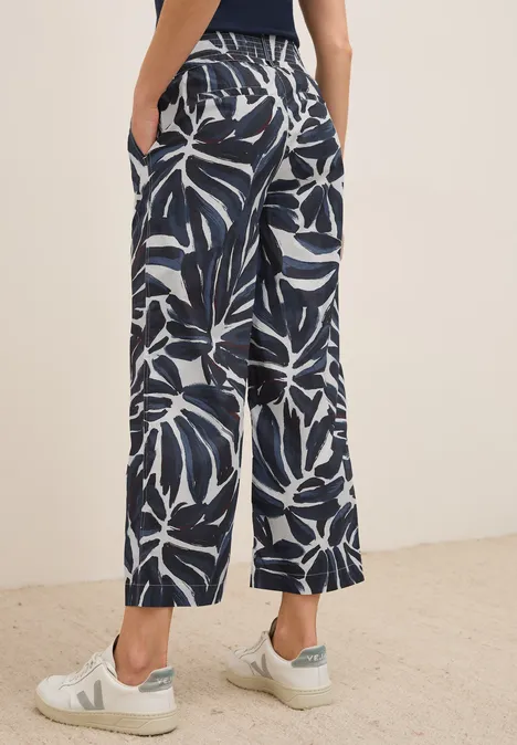 Gemusterte Wide Leg Hose urban dark blue