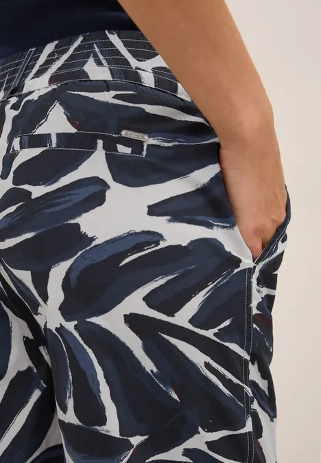 Gemusterte Wide Leg Hose urban dark blue