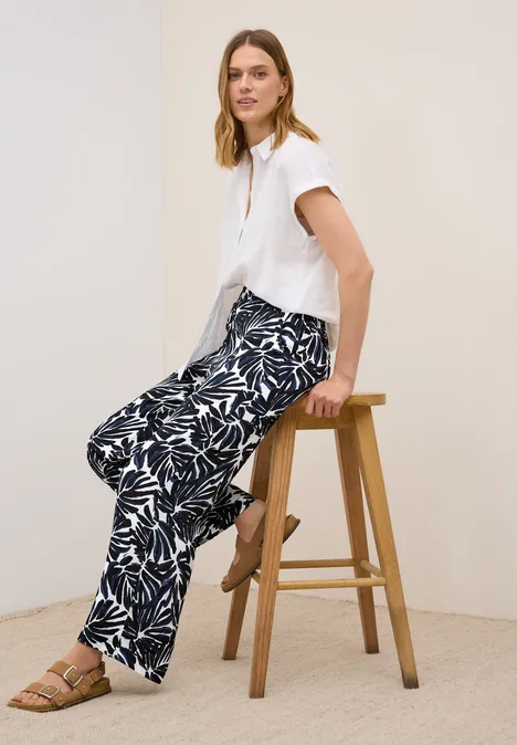 Gemusterte Crepe Hose urban dark blue