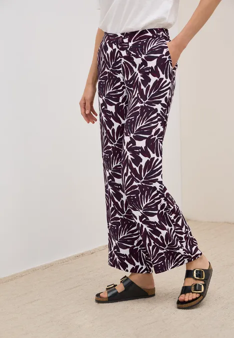 Gemusterte Crepe Hose mulberry red