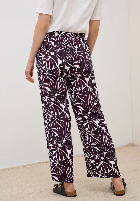 Gemusterte Crepe Hose mulberry red