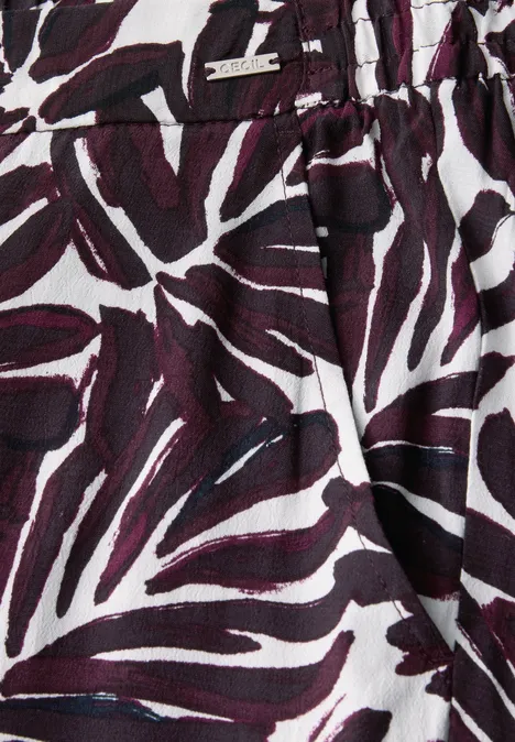 Gemusterte Crepe Hose mulberry red