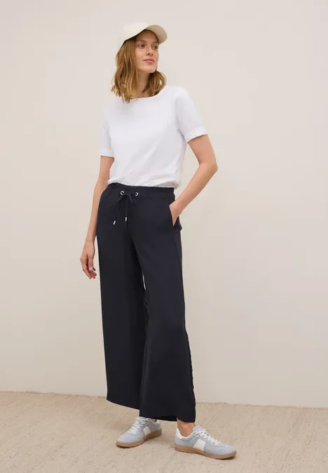 Wide Leg Strukturhose urban dark blue