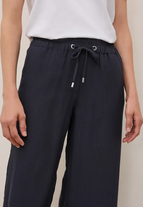 Wide Leg Strukturhose urban dark blue