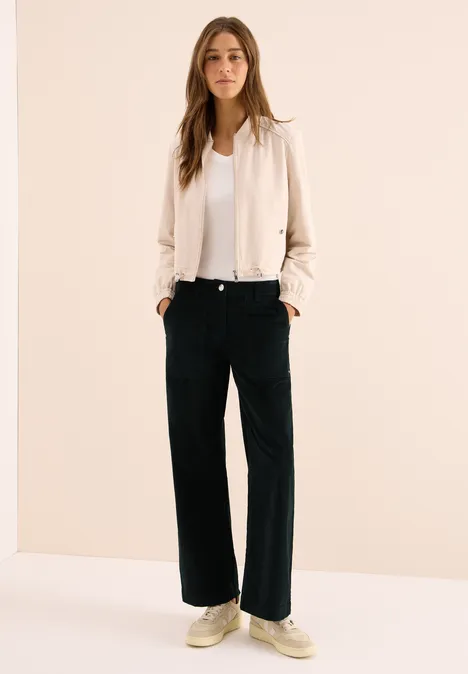 Wide Leg Cordhose ink green
